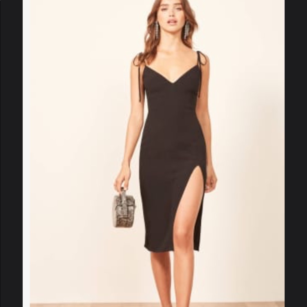 Reformation Black Midi Dress